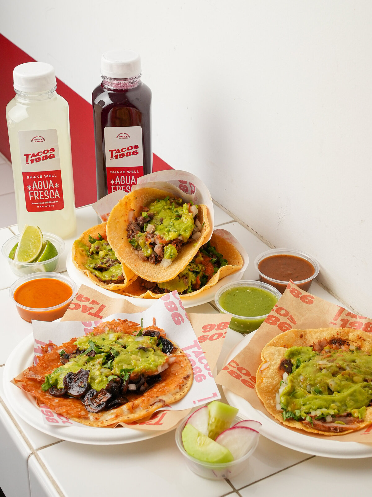 Tacos and aguas frescas at Tacos 1986, a FIXE customer
